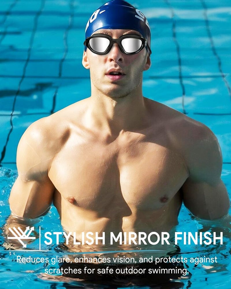 Otionus Store Swim Goggles, Polarized Adult Swimming Goggles Bungee Strap No Hair Pulling Anti-fog Pool Goggles for Men Women - Image 2